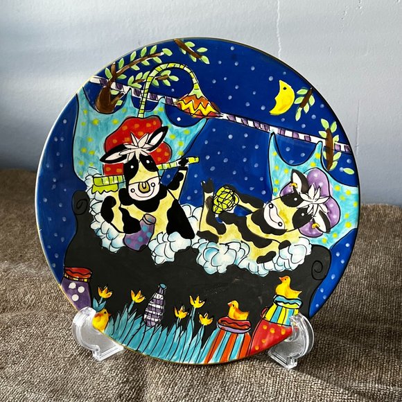 Wooly Dreams Design 8 inch Plate Cows Taking a Bubble Bath Lula Chang - Rare